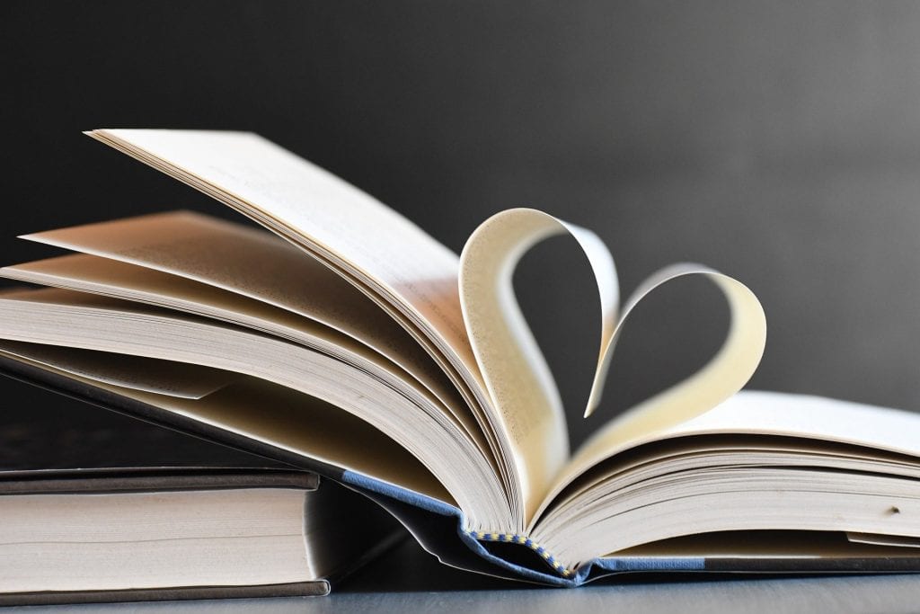 book pages in heart shape